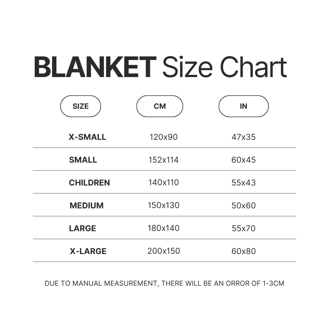 Blanket Size Chart - Bob's Burgers Store
