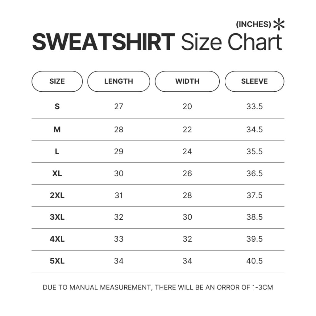 Sweatshirt Size Chart - Bob's Burgers Store